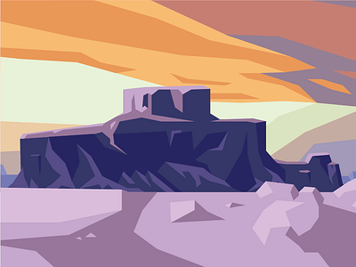Mesa illustration landscape low poly mesa mountain purple sunset vector