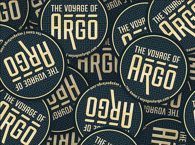 The Voyage of Argo Stickers argo black board game design game gold logo marketing physical print sticker stickers tabletop game the voyage of argo there be dragons typography vector
