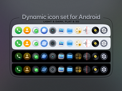 Dynamic icon set for Android graphic design icons mobile system ui