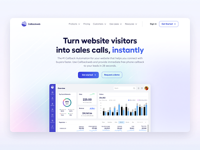 Callback automation landing page clean dashboard design digital landing landing page layout minimal modern overview product ui web web design web page website