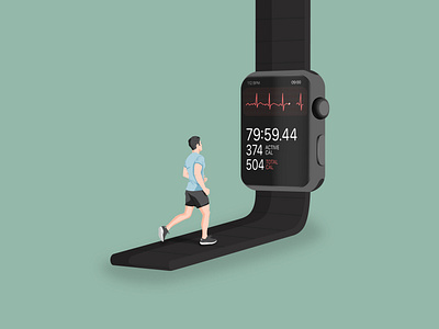 Treadmill Apple Watch adobe adobe illustrator apple apple watch cross design flat flat design flat illustration illustration illustrator run runner sport sport app sports sports design time treadmill watch