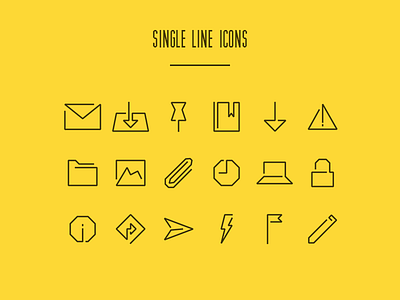 Single Line Icons bookmark collection download folder free icons letter line picture pin send single