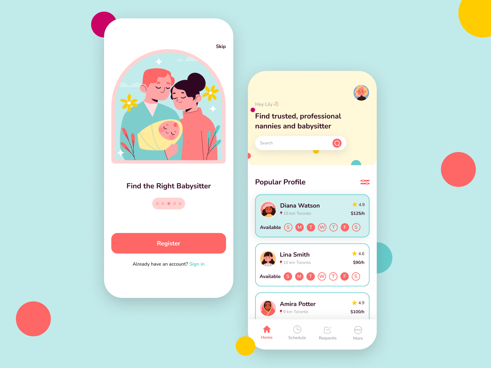 babysitting app by Anastasiia Sviripa on Dribbble