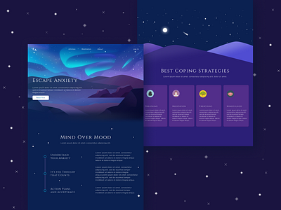 escape anxiety calm gradient illustration landing page mindfulness ui