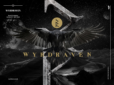 Wyrdraven brand identity brandguide branding design logo raven ruins typography viking