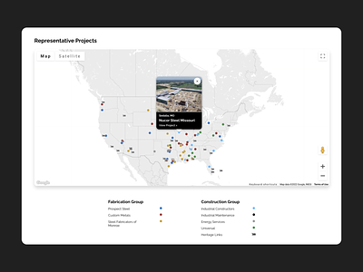 Interactive Projects Map construction industry development frontend development google maps interactive map map ui ux web web design web development