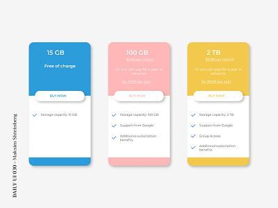 Daily UI Challenge 030 - Pricing