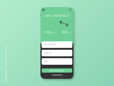 Daily UI Challenge 040 - Workout Tracker app dailyui design ui workout tracker