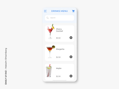 Daily UI Challenge 043 - Drink Menu