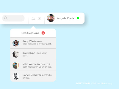 Daily UI Challenge 049 - Notifications app dailyui design notifications ui