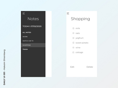 Daily UI Challenge 065 - Notes Widget app dailyui design notes ui