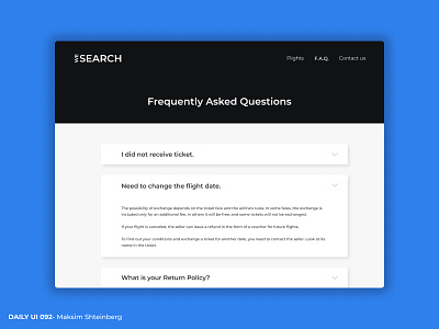 Daily UI Challenge 092 - F.A.Q. app dailyui design f.a.q. faq flight search product design questions ui uidesign