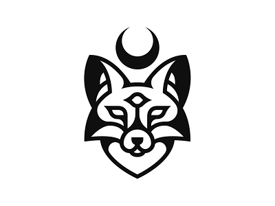 Cosmic Candor — Logo branding crescent design esoteric fox logo mark moon three eyed