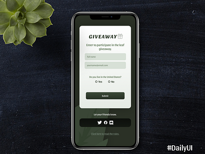 Giveaway #DailyUI app dailyui dailyuichallenge giveaway signup ui ux