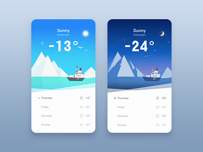 Weather clean hill illustration ship ui ux weather