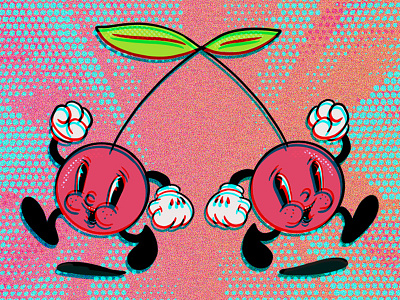 cherry-twins cherry illustation rubberhose