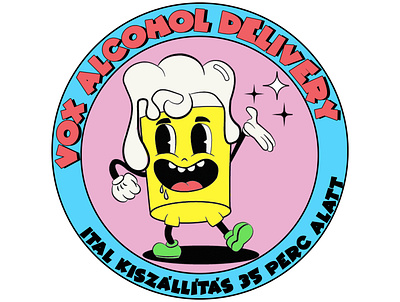 alcohol delivery cartoon logo cartoon funny illustation logo rubberhose