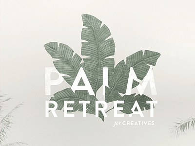 Palm Retreat floral layout logo palm tropical typography