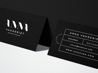 Anna Vanderiet Interior Design Business Card black and white brand business card interior design logo modern type typography
