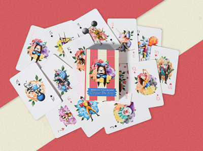 Cirque Du Sooj circus design floral graphic design illustration packaging playing cards