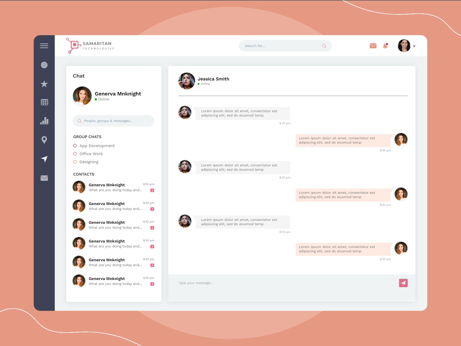 Chat UI Design by SAMARITAN TECHNOLOGIES on Dribbble