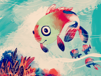 Explorer 🐠🐠 behance color debut deep sea digital painting first shot fish illustration ipad pro koi nemo procreate sea