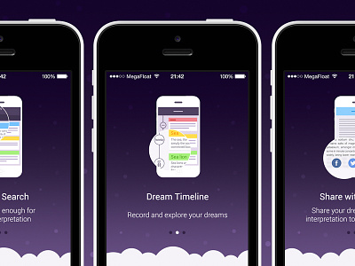 Features gallery app clouds features ios7 iphone onboarding ui