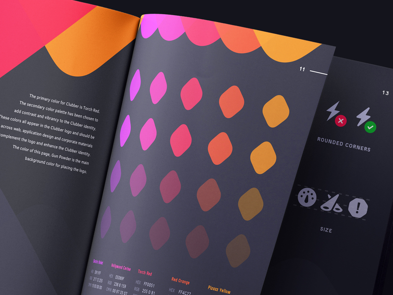 Clubber Branding: Colors and Icons book brand brandbook branding brochure colors icons rules
