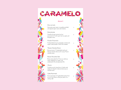 Caramelo Dessert Menu dessert desserts menu menu card menu design mexican mexican art mexican food mexican restaurant restaurant restaurant branding