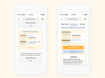 Kindle Title Recommendation iphone iphone se iphonese kindle mobile reading reading app redesign ui ux uxui