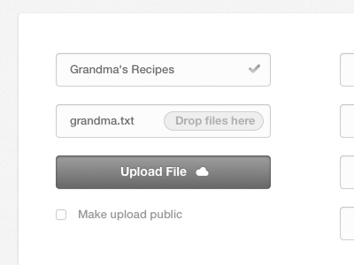 Grandma's Recipes batch button client form input upload white
