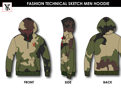 Fashion technical flat sketch Men Hoodie apparel design design fashion fashion design fashion designer illustration tech pack