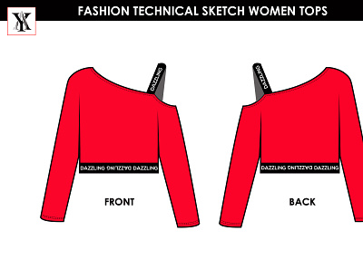 Fashion technical flat sketch Women Tops Red apparel design design fashion fashion design fashion designer illustration tech pack