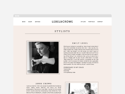 Lebel & Crowe website clean hairstylist lebel and crowe minimal salon web design website website design