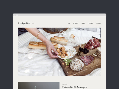 Recipe Box blog design food blog layout minimal recipes typography web design website
