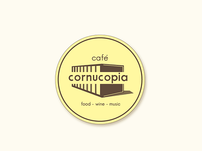 Cafe Cornucopia Logo branding cafe creative direction food india logo logo design music shadow vintage wine yellow