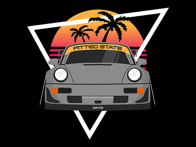 RWB Porsche 80s car illustration miami