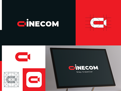 Cinecom app logo branding design filmmaking logo flat icon illustrator logo logodesign minimal wordmark