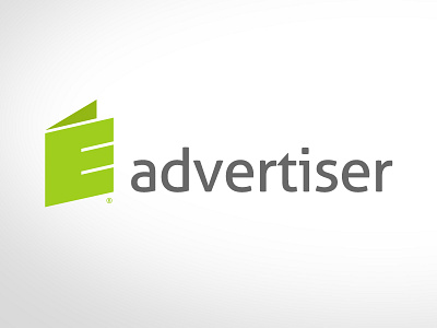 E-Advertiser Logo advertiser brochure e e advertiser folder green grey handout logo logo design symbol white