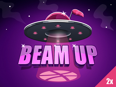 dribbble Invite - Beam Up beam contest draft dribbble foxtail game giveaway invite old pink retro ufo