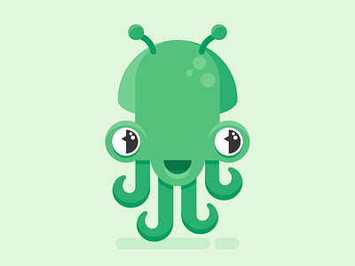 Octopus likely alien alien character cute design flat illustration octopus space sticker