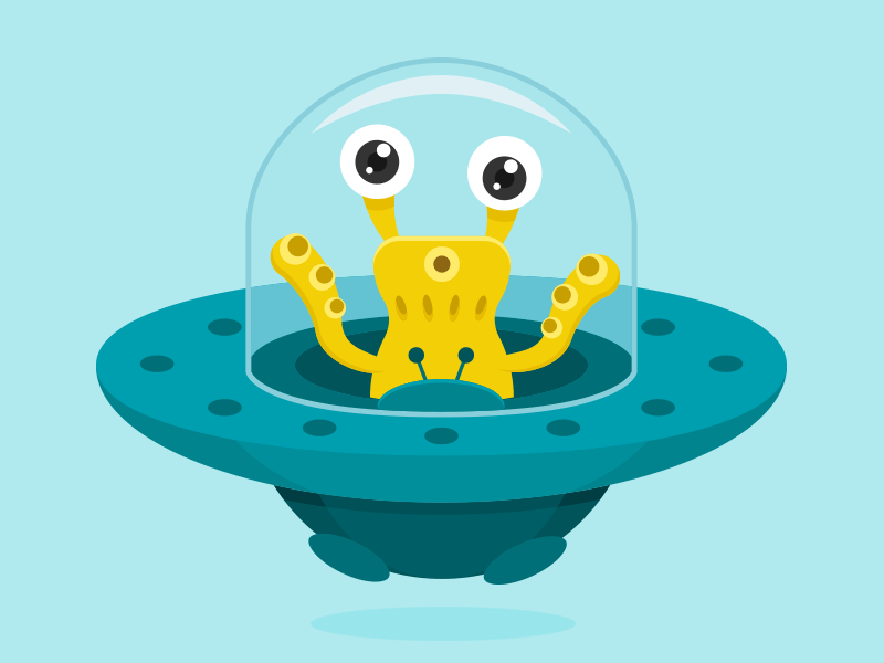 Hovering UFO alien animated character design flat gif hover illustration space sticker tentacle ufo