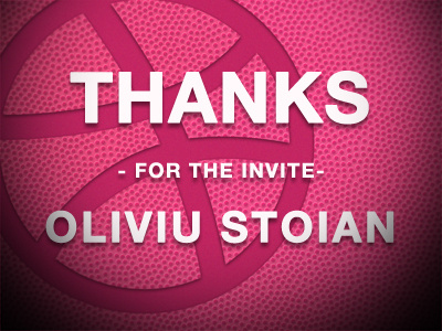 Thanks Oliviu Stoian dribbble invite pink player thank you thanks