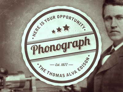 Vintage Phonograph branding logo old phonograph photo stars texture thomas edison typo typography vintage