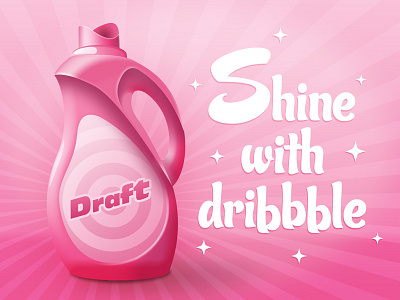 Dribbble Invite Giveaway contest detergent draft dribbble giveaway icon illustration invitation invite laundry pink retro vintage wash