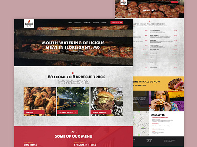 Barbecue truck design flat minimal ui website design