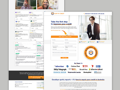 Sort My Credit - Landing page blue clean credit company design flat landing page minimal orange ui web website design