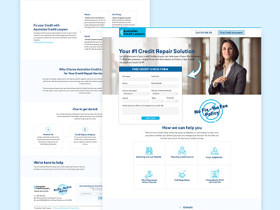 Australian Credit Lawyers - home and Landing page design branding credit credit lawyers design flat lawyer logo minimal web website design