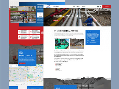 Commercial Coating Company blue branding design minimal red web website design