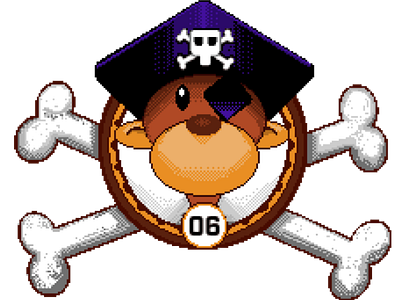 Pirate Monkey arcade bones branding cogwurx coin design illustration logo monkey pirate pixel pixel art square